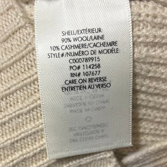 Alice + Olivia Base Wool Cashmere Chunky Knit Cowl Neck Sweater XS Beige Ribbed - Picture 8 of 9